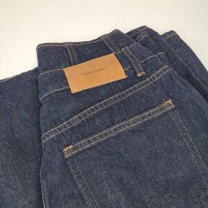 Cider Denim Jeans Womens Small Dark Blue NEW Double Waistband Wide Leg Pleated